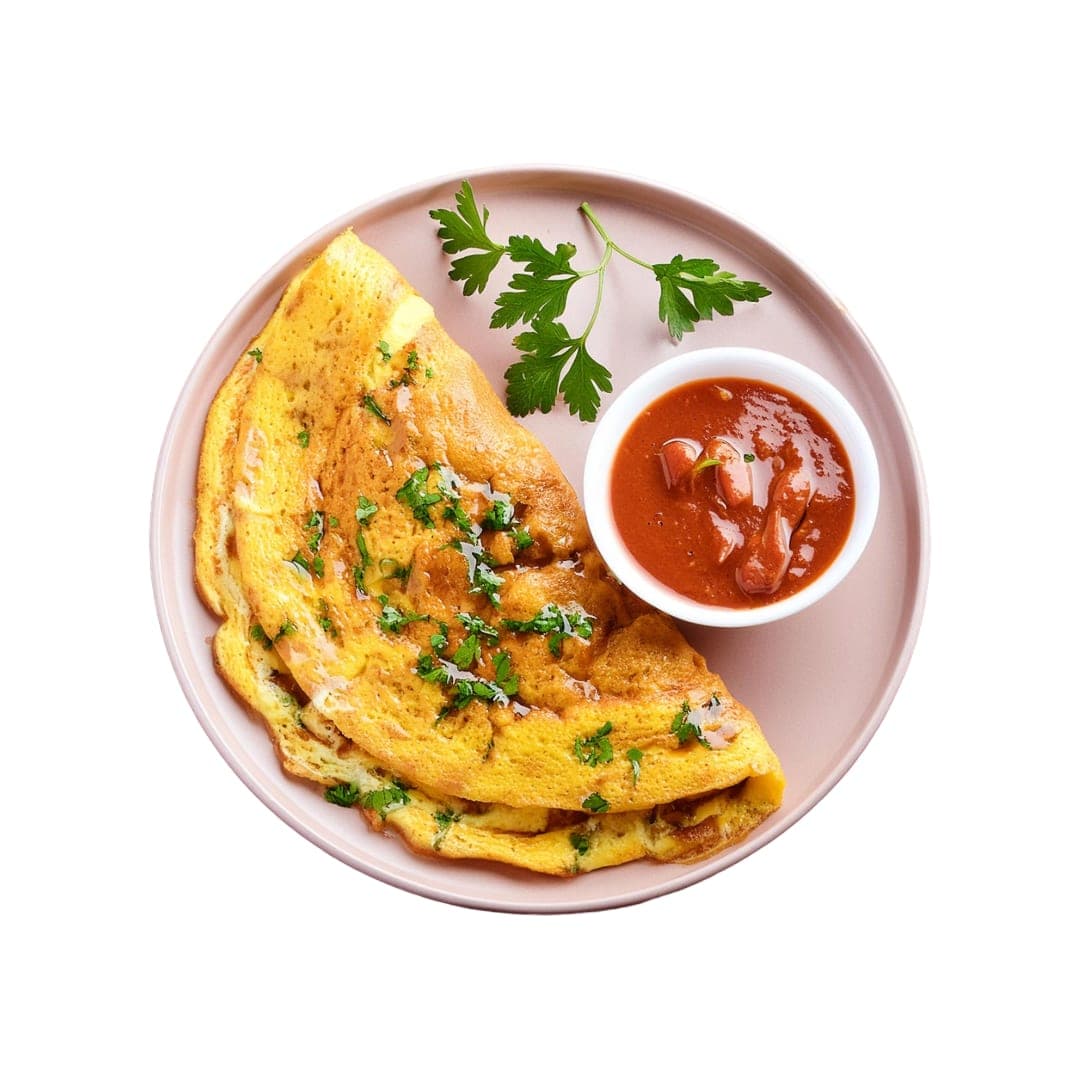 Masala omelette — spiced Indian-style omelette with onions, tomatoes and chillies at IndiaWaale
