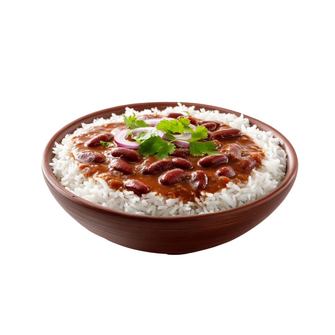 Rajma chawal — kidney bean curry with steamed basmati rice at IndiaWaale